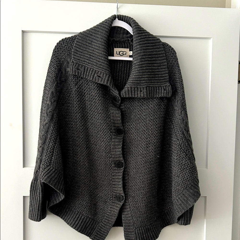 UGG Women's Charcoal Cardigan/Poncho Sweater